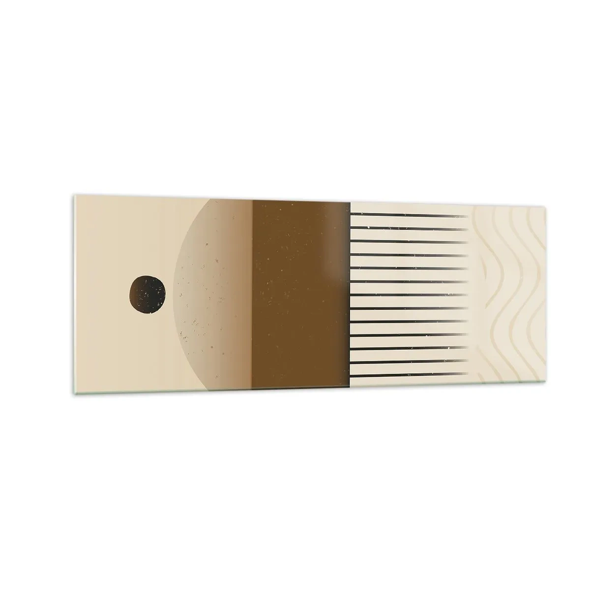 Glasbild - Bild auf glas - Abstrakte geometrische Komposition in Beige- und Brauntönen - 140x50cm - Verschiedene Staaten - Moderne Wanddekoration für Wohnzimmer und Schlafzimmer ARTTOR