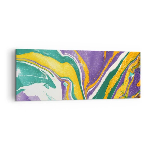 Bild auf Leinwand - Leinwandbild - Abstraktes Marmormuster in lebendigen Farben - 140x50cm - Farbwellen - Moderne Wanddekoration für Wohnzimmer und Schlafzimmer ARTTOR