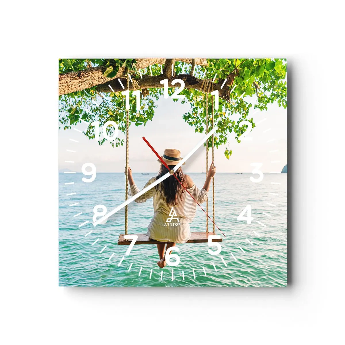 Wanduhr - Glasuhr - Das Leben ist wunderschön - 30x30 cm