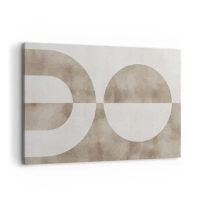 Bild auf Leinwand - Leinwandbild - Ein abstraktes Gemälde in Beigetönen mit geometrischen Formen und Symmetrie. - 120x80cm - Ähnlichkeiten und Unterschiede - Moderne Wanddekoration für Wohnzimmer und Schlafzimmer ARTTOR
