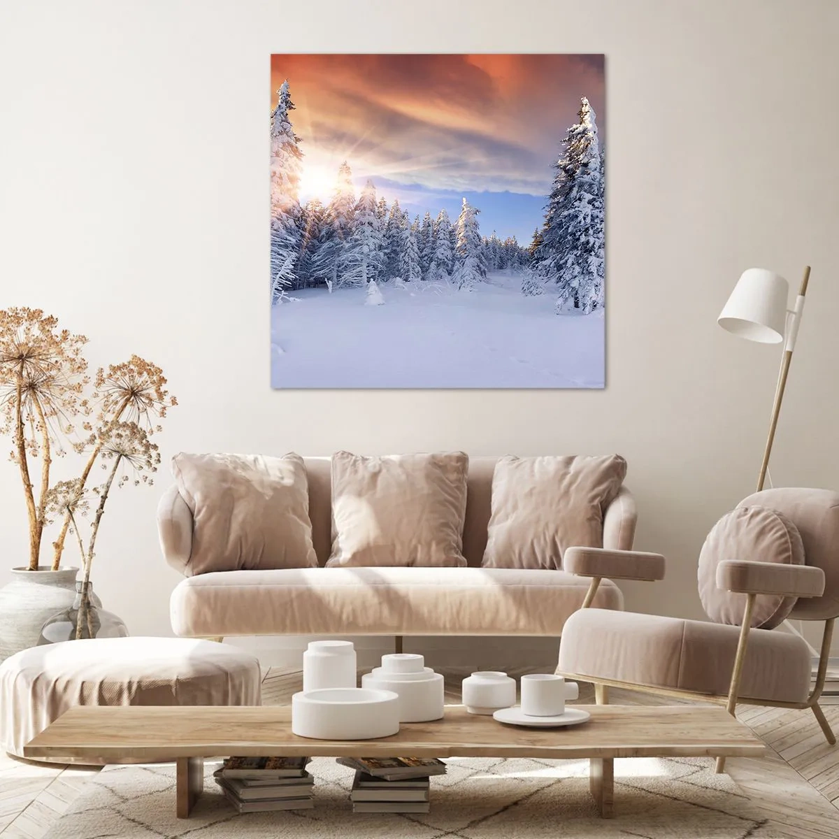 Bild auf Leinwand - Leinwandbild - Ein verschneites Naturschauspiel - 40x40 cm