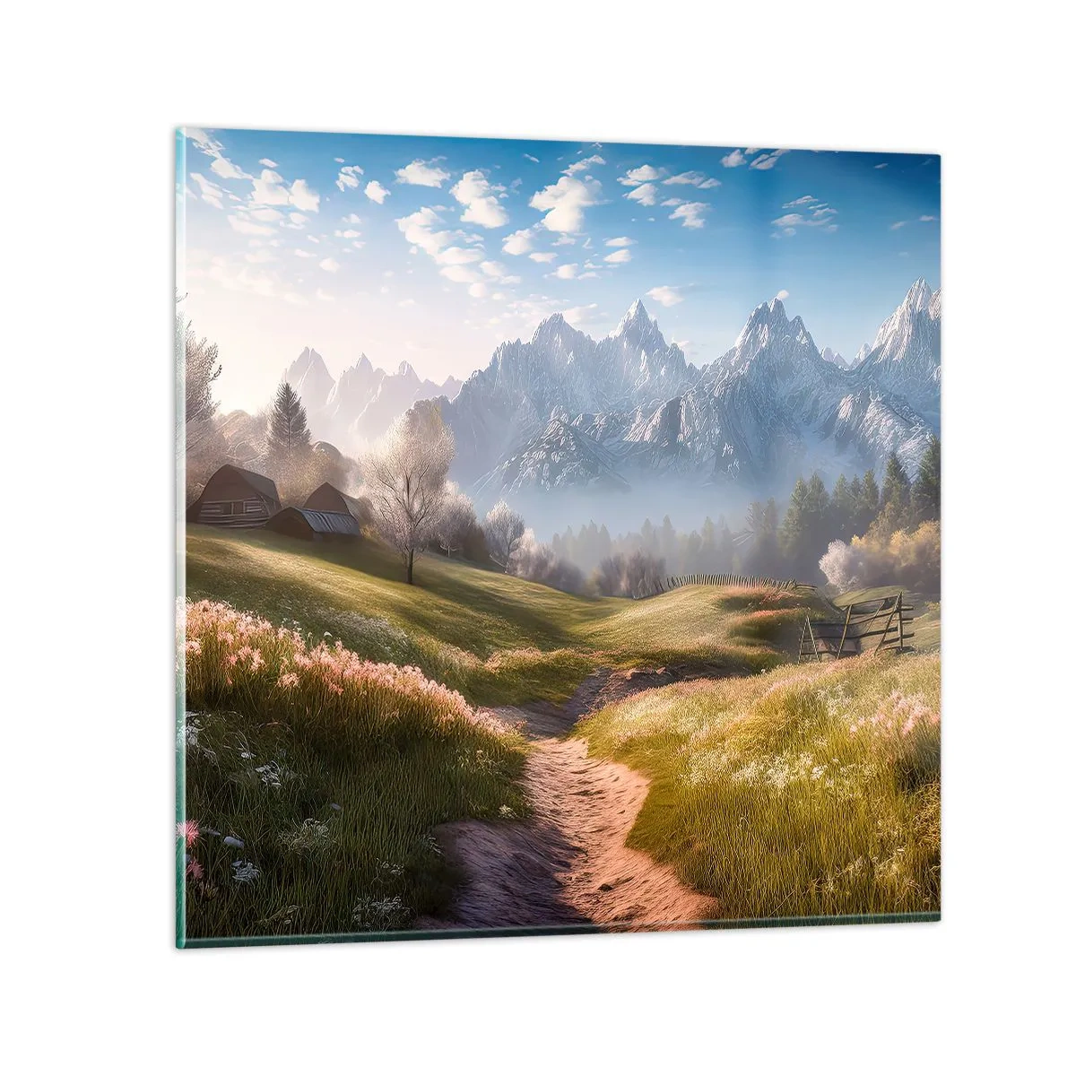 Glasbild - Bild auf glas - Idyllisches Tal - 70x70 cm