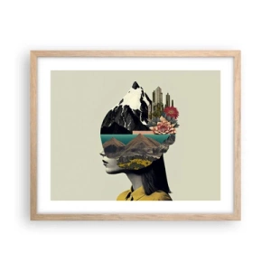 Poster in einem Rahmen aus heller Eiche - Frau – bleibt immer ein Geheimnis - 50x40 cm