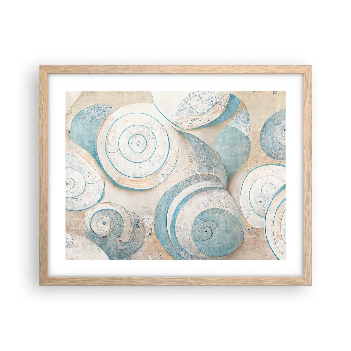 Poster in einem Rahmen aus heller Eiche - Was verbirgt sich in der Muschel? - 50x40 cm