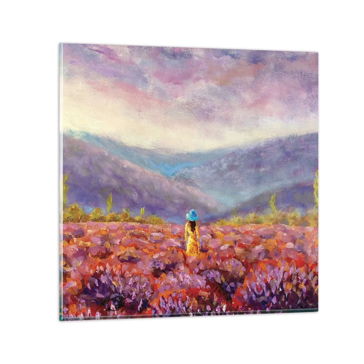 Glasbild - Bild auf glas - In einer Lavendelwelt - 30x30 cm