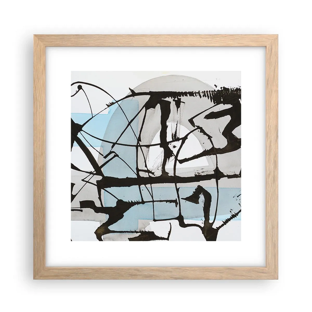 Poster in einem Rahmen aus heller Eiche - Trotzdem blau - 30x30 cm