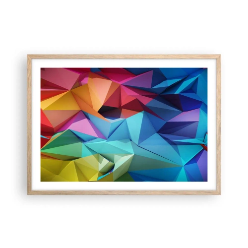 Poster in einem Rahmen aus heller Eiche - Regenbogen-Origami - 70x50 cm