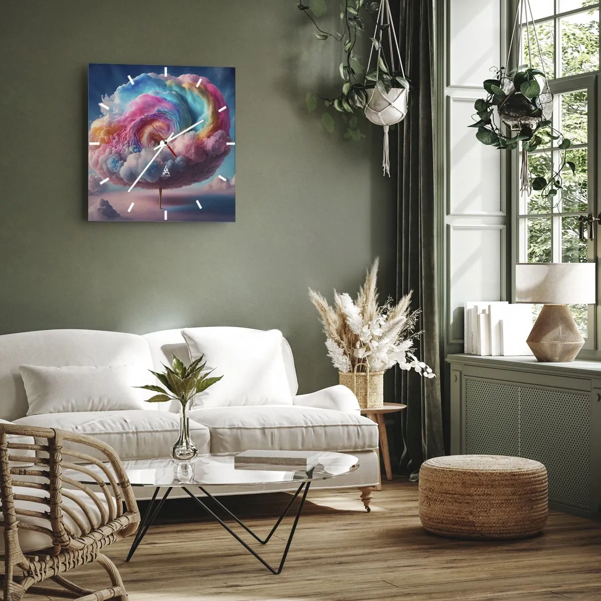 Wanduhr - Glasuhr - Traum von einem Vergnügungspark - 30x30 cm