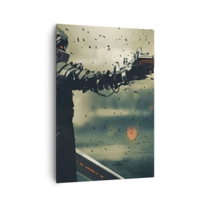 Bild auf Leinwand - Leinwandbild - Kybernetischer Krieger mit futuristischen Waffen - 70x100cm - Tödliche Waffe - Dein ganz eigener Terminator - Moderne Wanddekoration für Wohnzimmer und Schlafzimmer ARTTOR