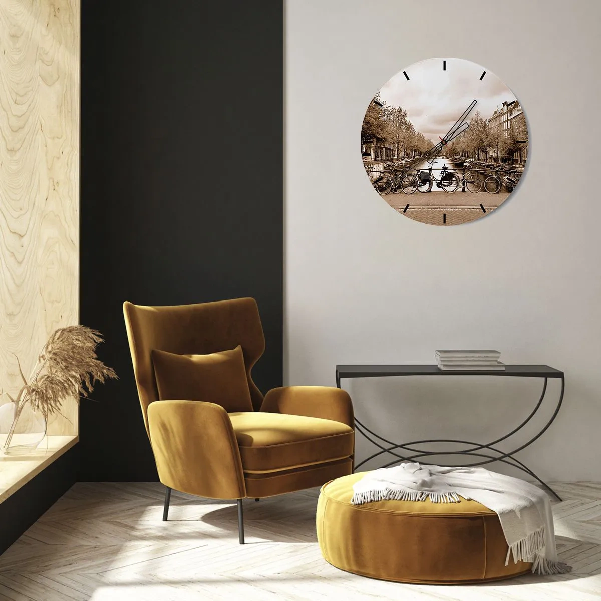 Wanduhr - Glasuhr - Niederländische Atmosphäre - 30x30 cm