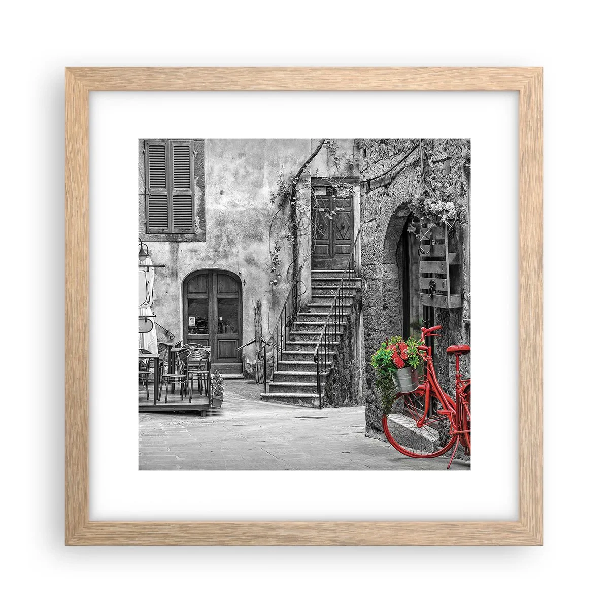 Poster in einem Rahmen aus heller Eiche - Toskanische Gasse - 30x30 cm