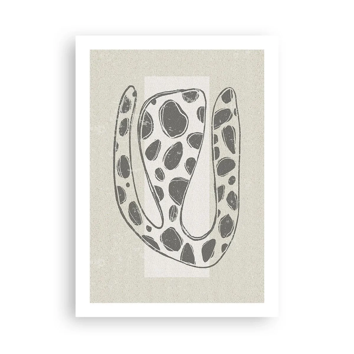 Poster - Abstrakte organische Form in Grautönen - 50x70cm - Seltsame Kreatur - Moderne Wanddekoration für Wohnzimmer und Schlafzimmer ARTTOR