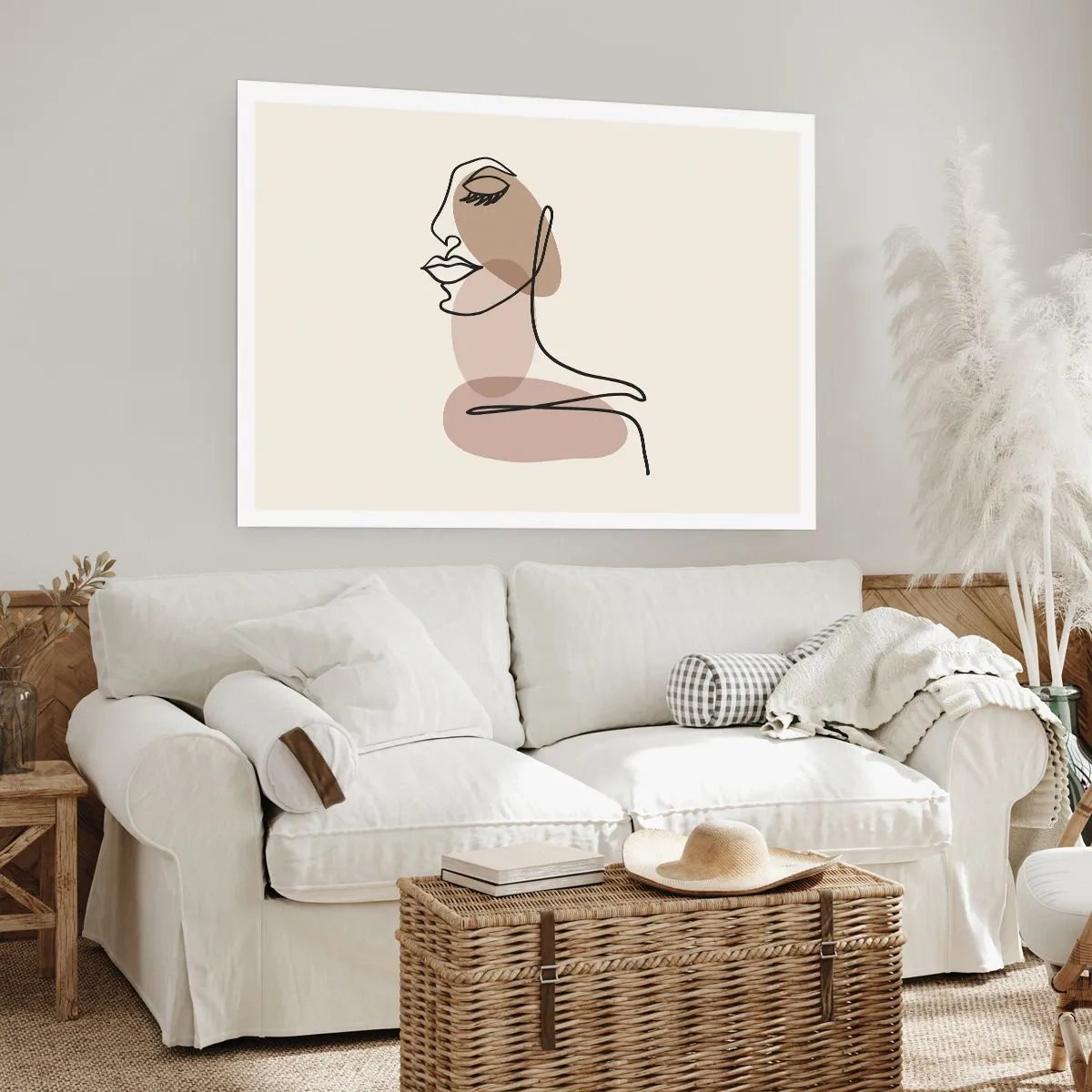 Poster - Ein weibliches Profil im minimalistischen Line-Art-Stil - 100x70cm - Eine gewisse Linie der Schönheit - Moderne Wanddekoration für Wohnzimmer und Schlafzimmer ARTTOR