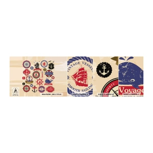 Fototapeten Muster Selbstklebend Deluxe Sticker - Segelbruderschaft - Nautisch, Anker, Kompass - 100x30 cm