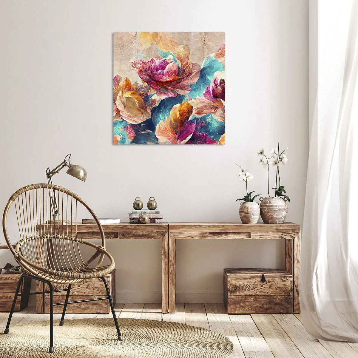 Bild auf Leinwand - Leinwandbild - Farbenpracht des Straußes - 30x30 cm