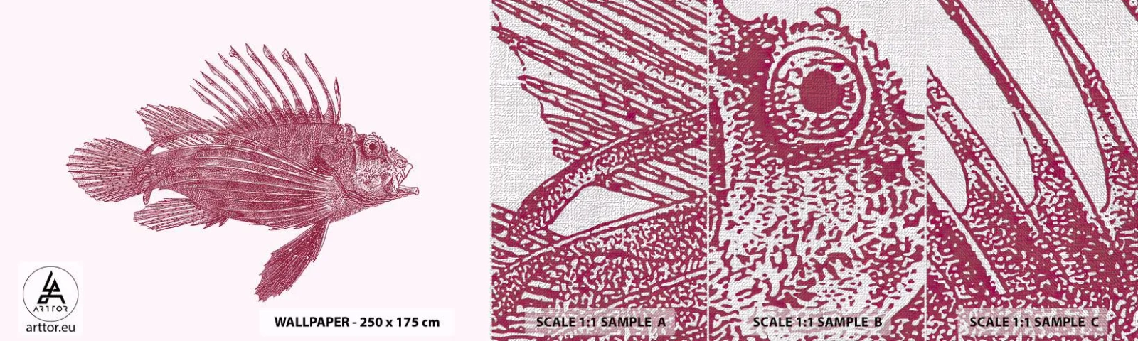 Fototapeten Muster Premium Canvas - Bewohner exotischer Gewässer - Fisch, Rotfeuerfisch, Tropisch - 100x30 cm