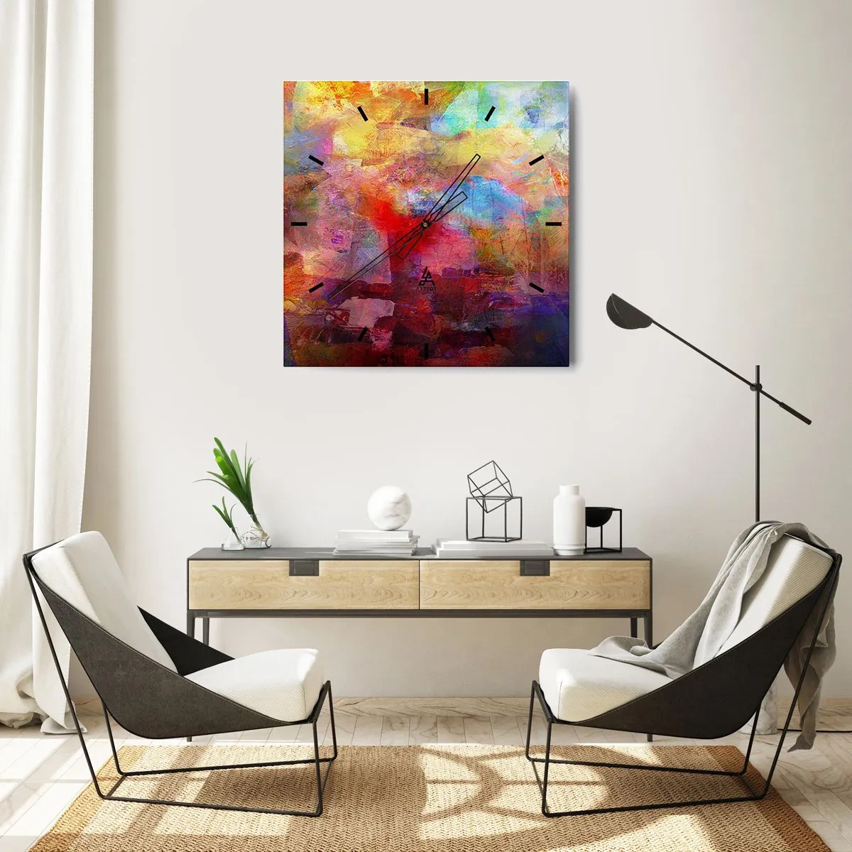 Wanduhr - Glasuhr - Schau in den Regenbogen - 40x40 cm