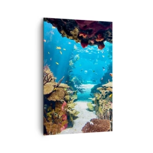 Bild auf Leinwand - Leinwandbild - Unterwasserwelt mit Korallenriff und Fischen - 80x120cm - Du hast es noch nicht einmal geträumt - Moderne Wanddekoration für Wohnzimmer und Schlafzimmer ARTTOR