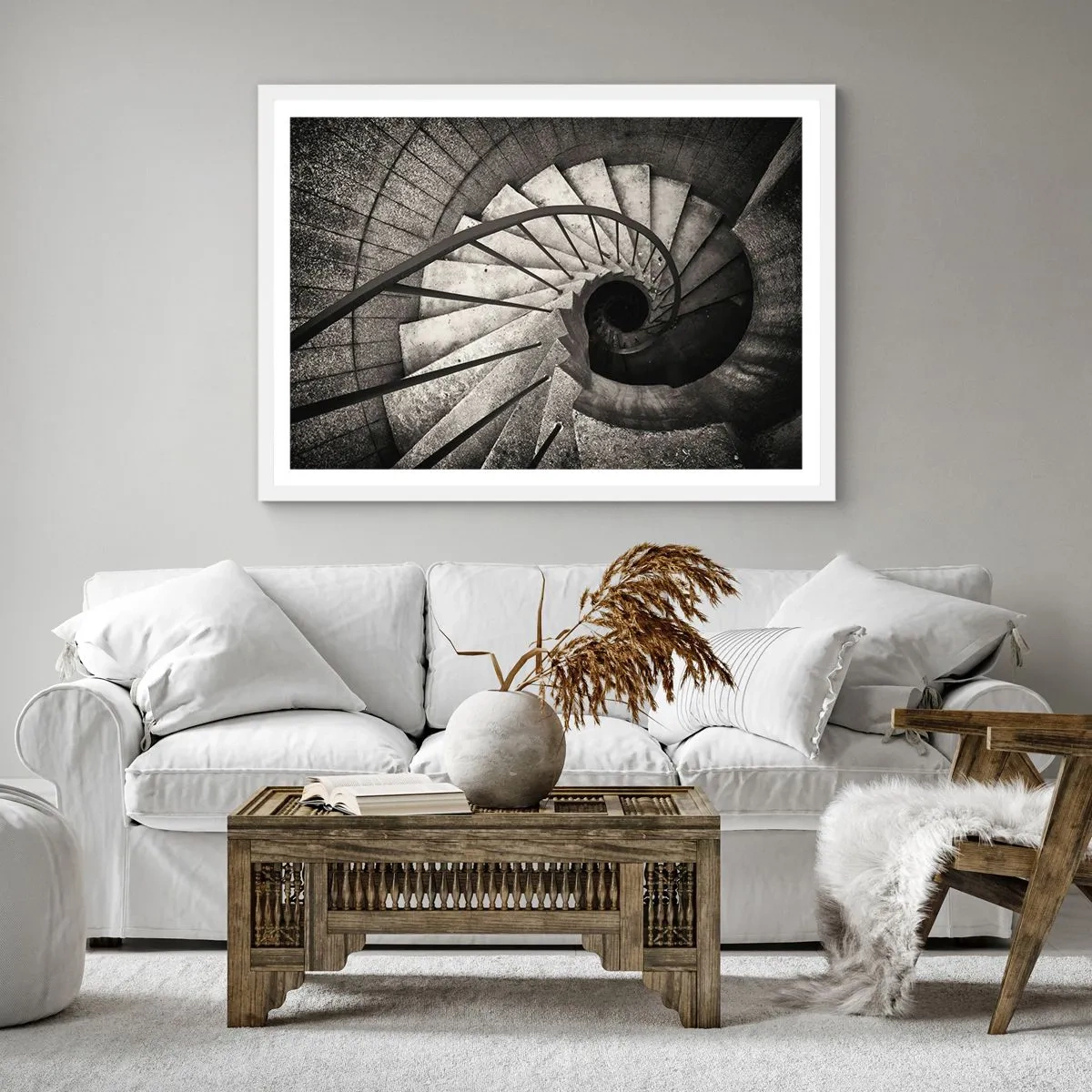 Poster in einem weißen Rahmen - Treppe hoch, Treppe runter - 30x30 cm