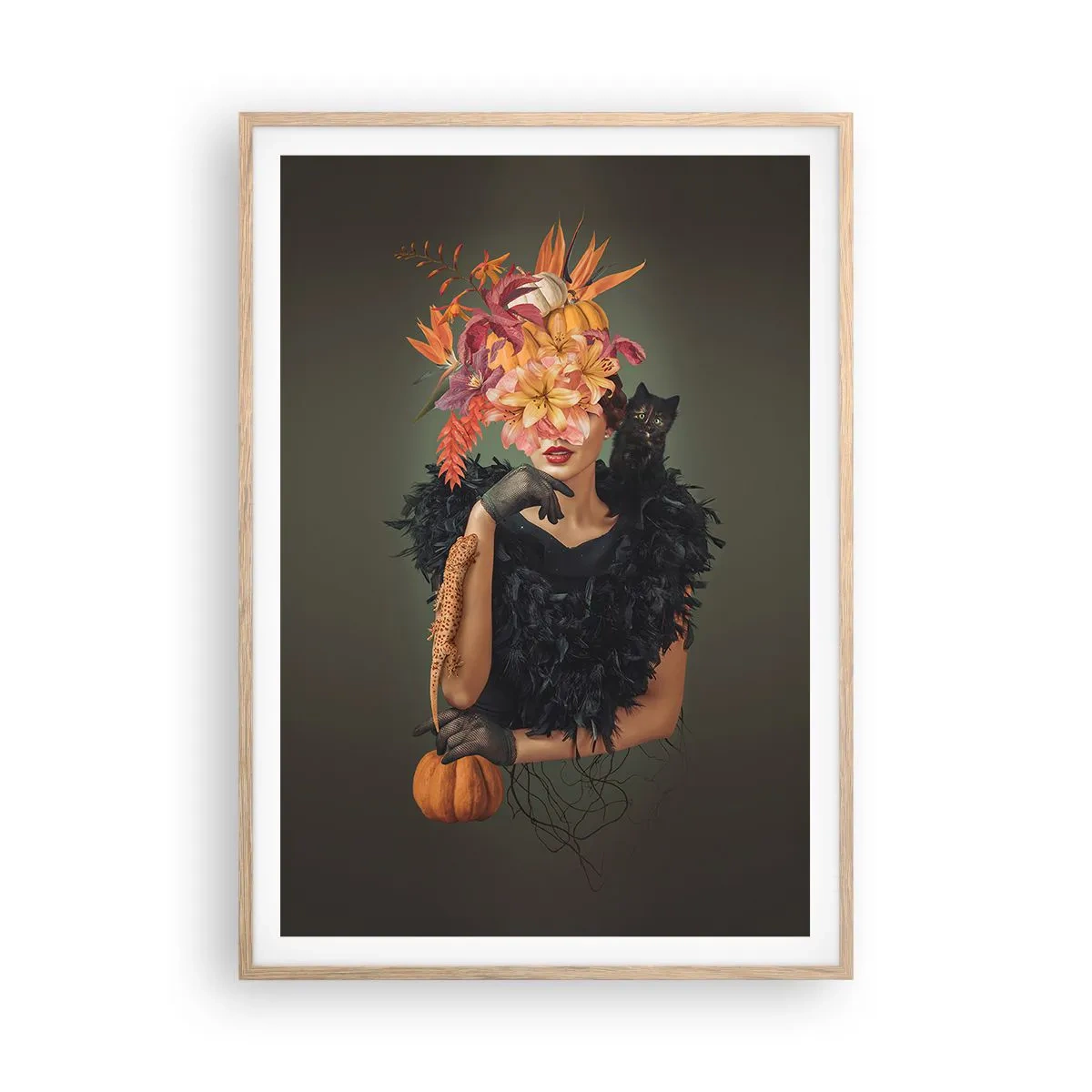 Poster in einem Rahmen aus heller Eiche - Der Zauber einer Hexe - 70x100 cm