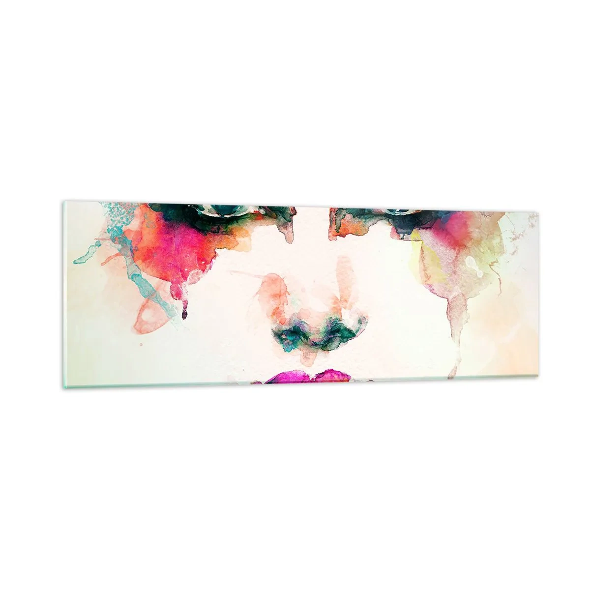 Glasbild - Bild auf glas - Ein mit einem Regenbogen gemaltes Porträt - 90x30 cm