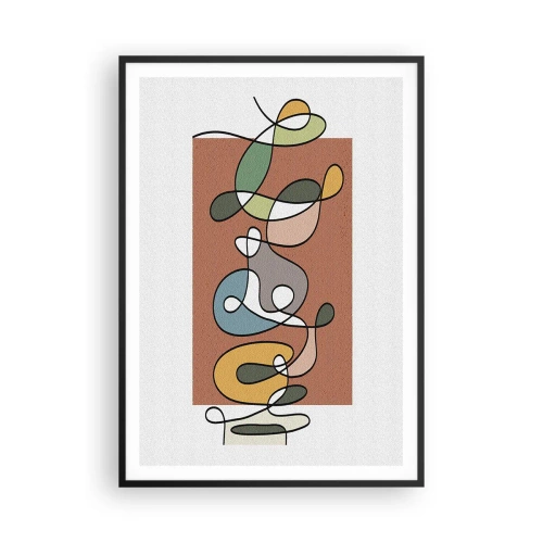 Poster in einem schwarzem Rahmen - Abstraktion: bunter Tanz - 70x100 cm