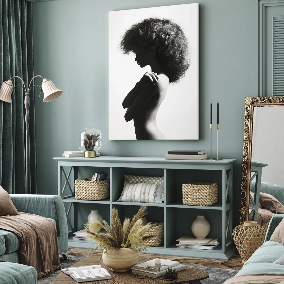Bild auf Leinwand - Leinwandbild - Wie eine Blume auf einem schlanken Stiel - 55x100 cm
