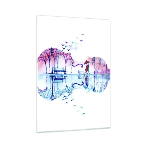 Glasbild - Bild auf glas - Eine gitarrenförmige Landschaft im Aquarellstil - 50x70cm - Ich bringe dir ein paar Regenbögen - Moderne Wanddekoration für Wohnzimmer und Schlafzimmer ARTTOR