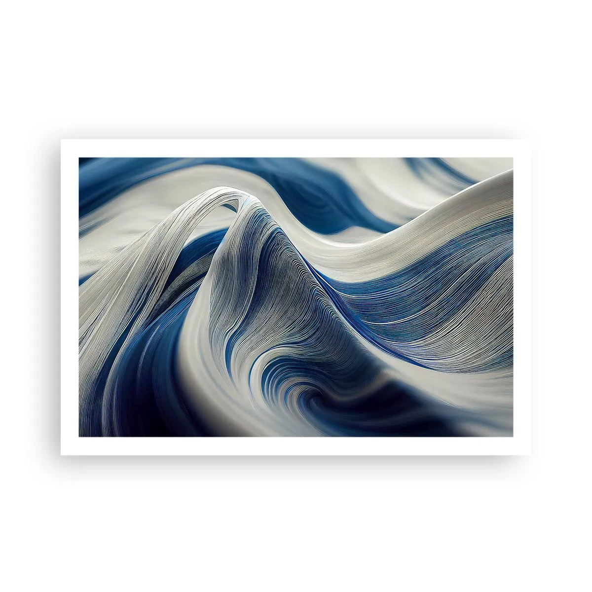 Poster - Fließfähigkeit von Blau und Weiß - 91x61 cm