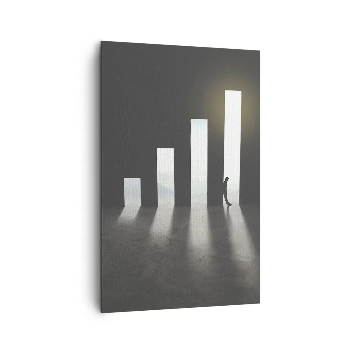 Bild auf Leinwand - Leinwandbild - Symbolisches Wachstum in Form von lichtdurchfluteten Passagen - 80x120cm - Erfolg –