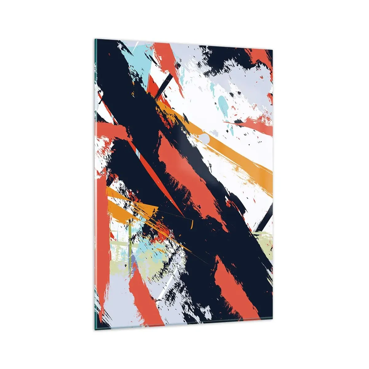 Glasbild - Bild auf glas - Abstrakte Pinselstriche in leuchtenden Farben - 80x120cm - Dynamische Komposition - Moderne Wanddekoration für Wohnzimmer und Schlafzimmer ARTTOR