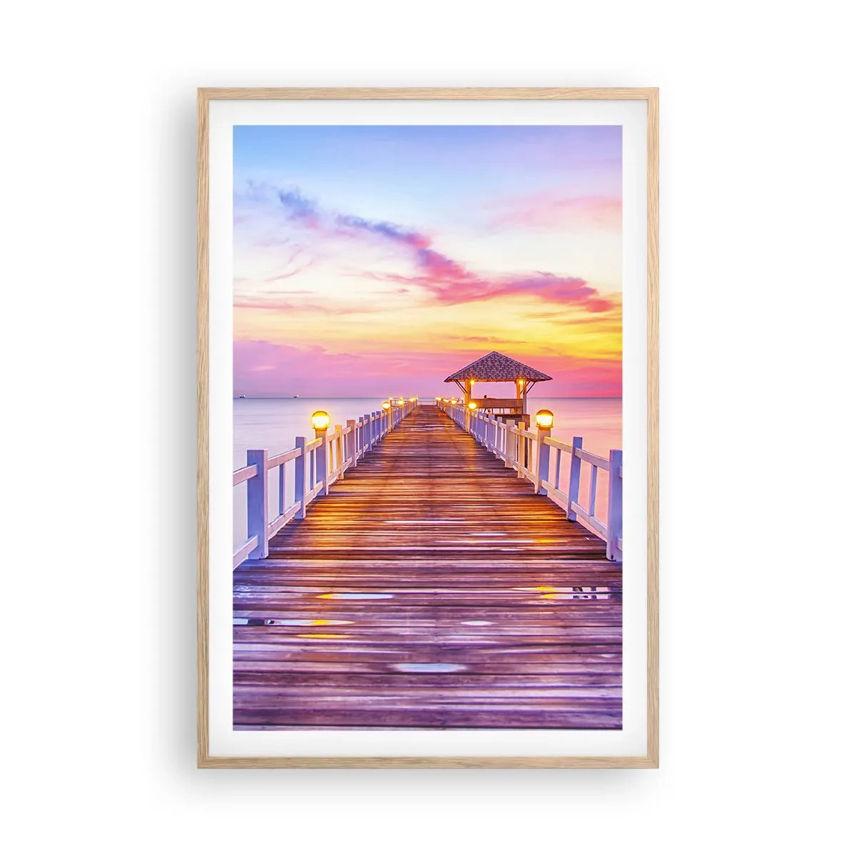 Poster in einem Rahmen aus heller Eiche - Die lila-goldene Stille des Abends - 61x91 cm