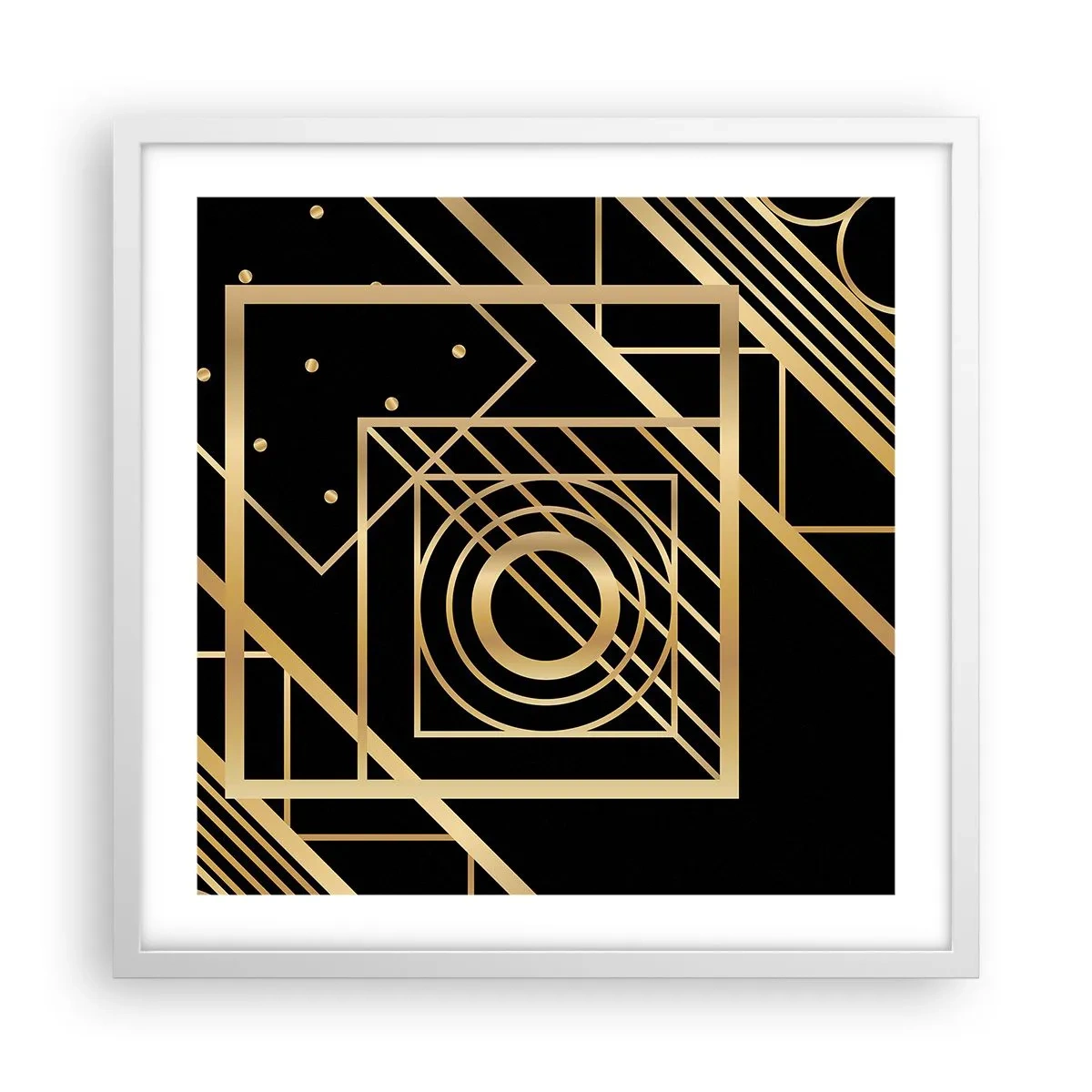 Poster in einem weißen Rahmen - Goldene Geometrie - 50x50 cm