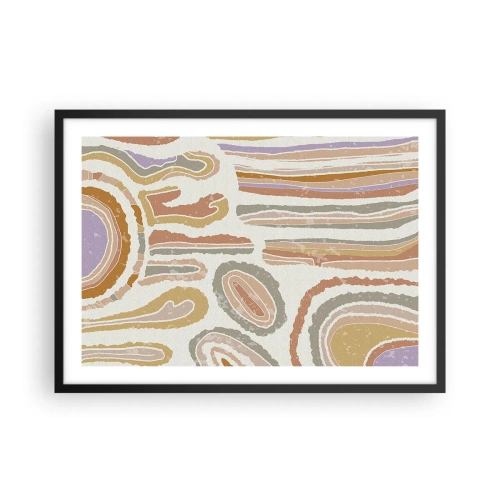 Poster in einem schwarzem Rahmen - Bunte Querschnitte abstrakter Formen - 70x50cm - Bunte Querschnitte - Moderne Wanddekoration für Wohnzimmer und Schlafzimmer ARTTOR