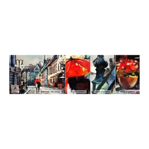 Fototapeten Muster Selbstklebend Deluxe Sticker - Regen für Zwei - Stadt, Die Architektur, Alte Stadt - 100x30 cm