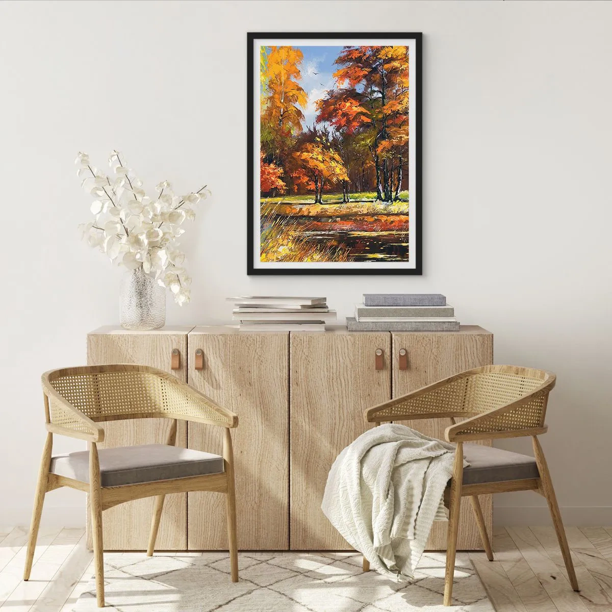 Poster in einem schwarzem Rahmen - Landschaft in Gold und Bronze - 40x50 cm