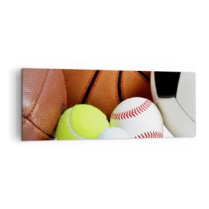 Bild auf Leinwand - Leinwandbild - Bälle verschiedener Sportarten - 140x50cm - Fußball verbindet uns! - Moderne Wanddekoration für Wohnzimmer und Schlafzimmer ARTTOR
