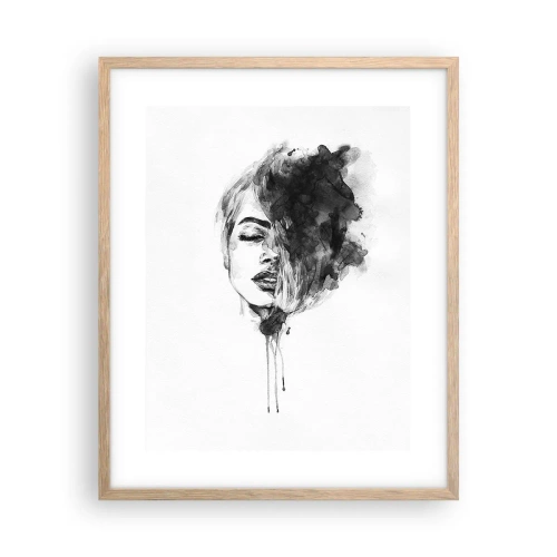 Poster in einem Rahmen aus heller Eiche - Wovon träumt das Mädchen - 40x50 cm