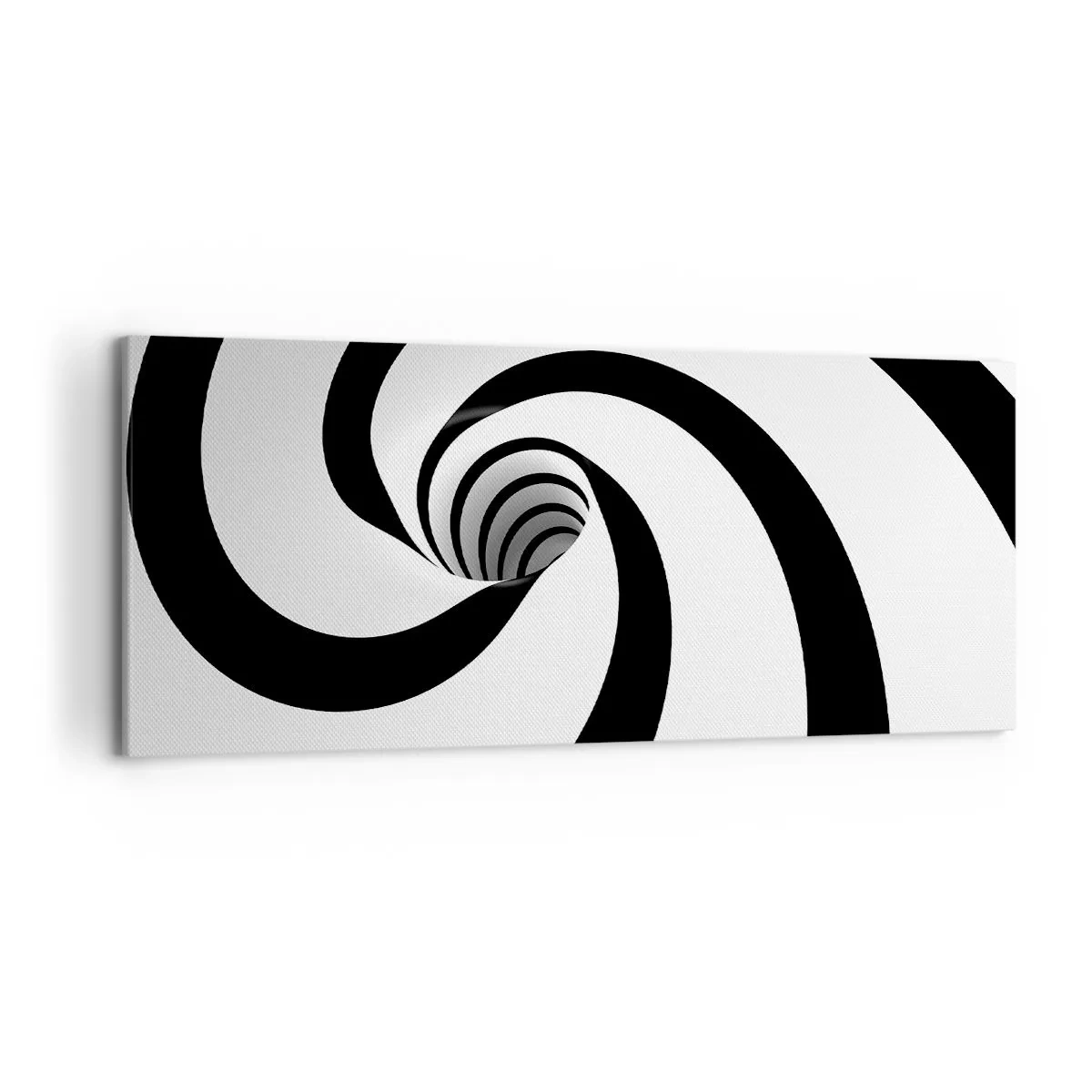 Bild auf Leinwand - Leinwandbild - Abstrakte schwarz-weiße Spirale mit Wirbeleffekt - 120x50cm - Dem Wirbel nachgeben? - Moderne Wanddekoration für Wohnzimmer und Schlafzimmer ARTTOR