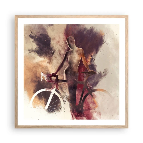 Poster in einem Rahmen aus heller Eiche - Eine Fahrradseele in Marmorformen - 60x60 cm