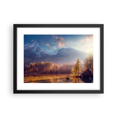 Poster in einem schwarzem Rahmen - In den Bergen und Tälern - 40x30 cm