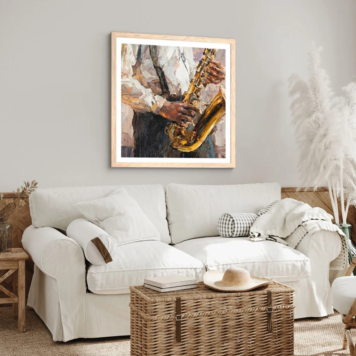 Poster in einem Rahmen aus heller Eiche - Zeit fürs Solo - 50x50 cm