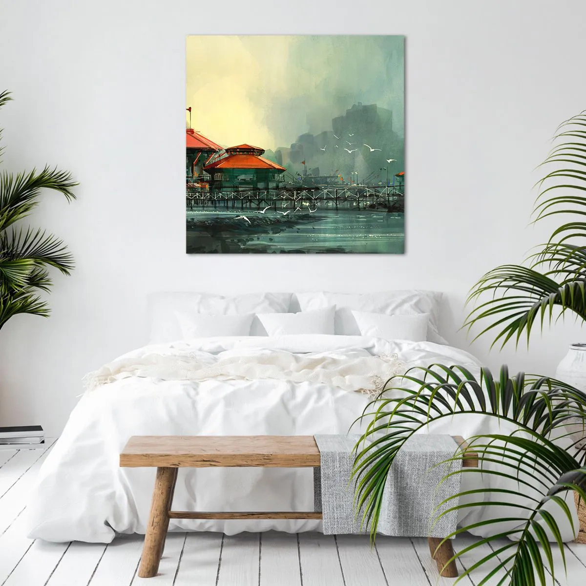 Bild auf Leinwand - Leinwandbild - Ein sonniger Tag im Hafen - 40x40 cm