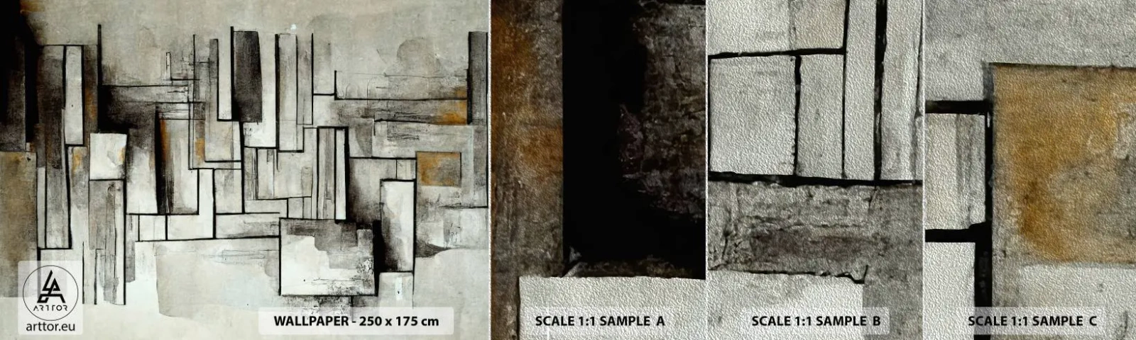 Fototapeten Muster Premium Sand - Kraft der Einfachheit - Stück, Alt, Striche - 100x30 cm