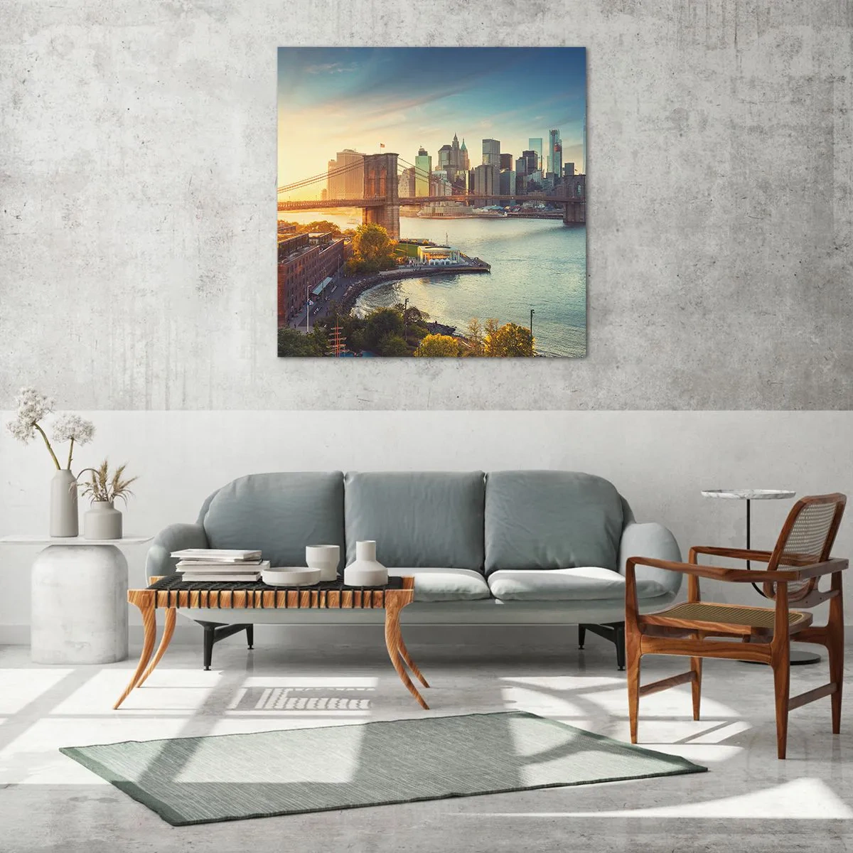 Glasbild - Bild auf glas - Morgendämmerung der Großstadt - 70x70 cm