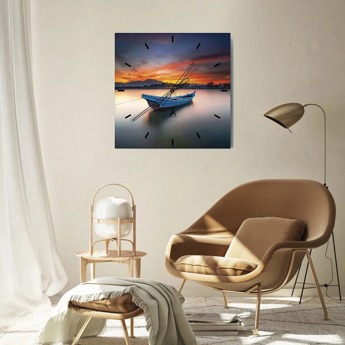 Wanduhr - Glasuhr - Eine gute Nacht kommt - 30x30 cm