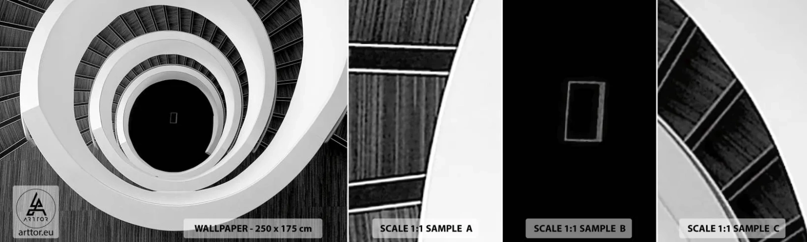 Fototapetenmuster Standard Eco - Zum Kern der Sache - Stück, Abstraktion, Wendeltreppe - 100x30 cm