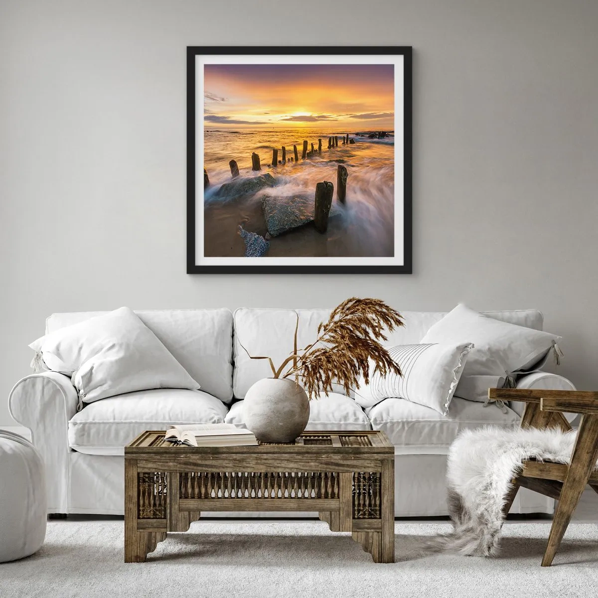 Poster in einem schwarzem Rahmen - Die raue Schönheit der Ostsee - 30x30 cm