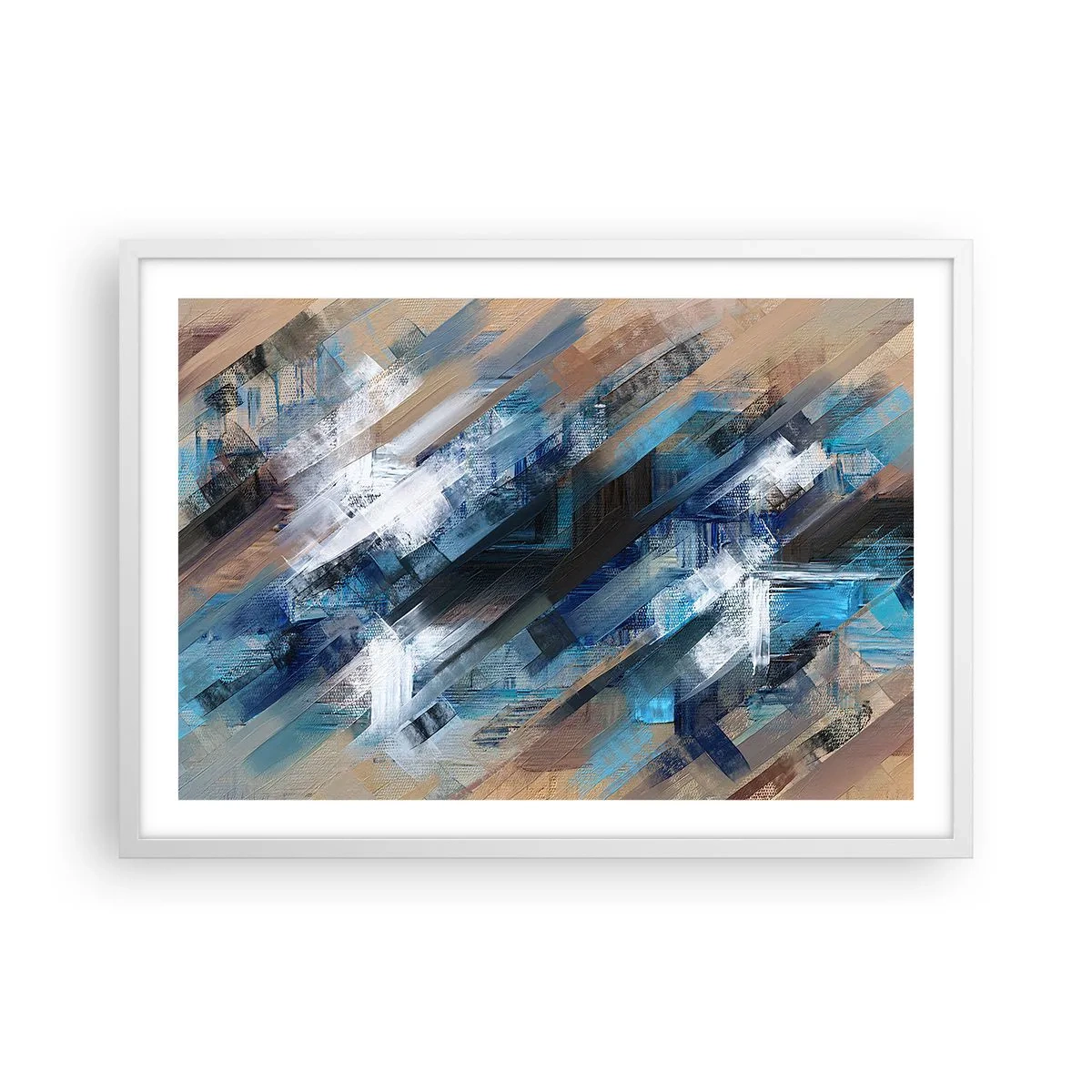 Poster in einem weißen Rahmen - Auf einer blauen Diagonale - 70x50 cm
