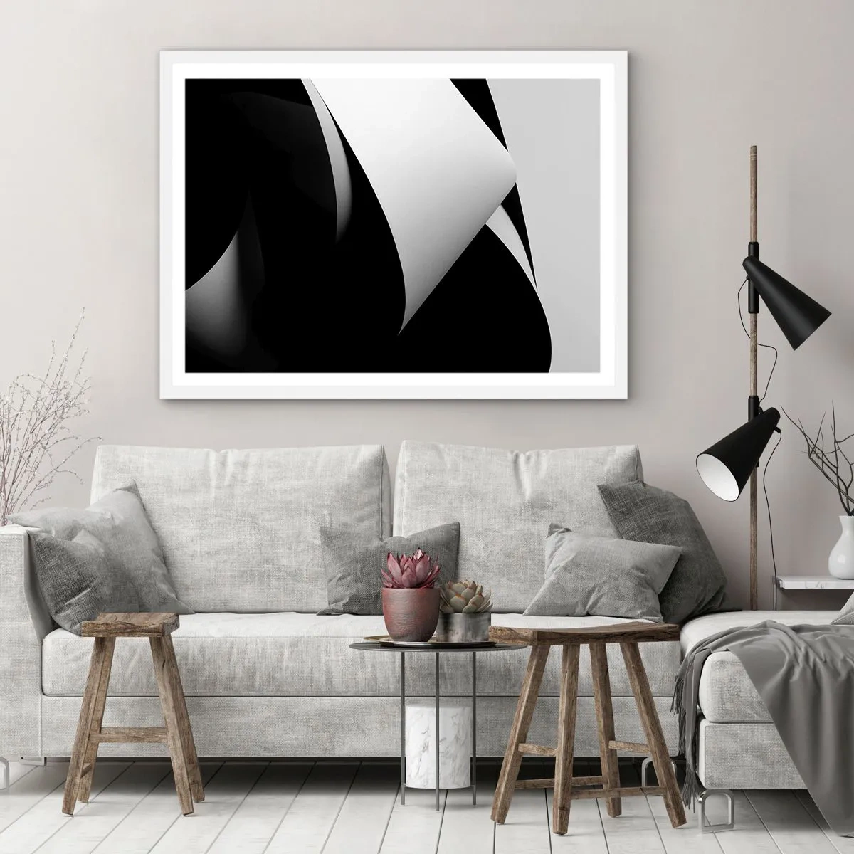 Poster in einem weißen Rahmen - Lichtflächen aus der Schattentiefe - 70x50 cm